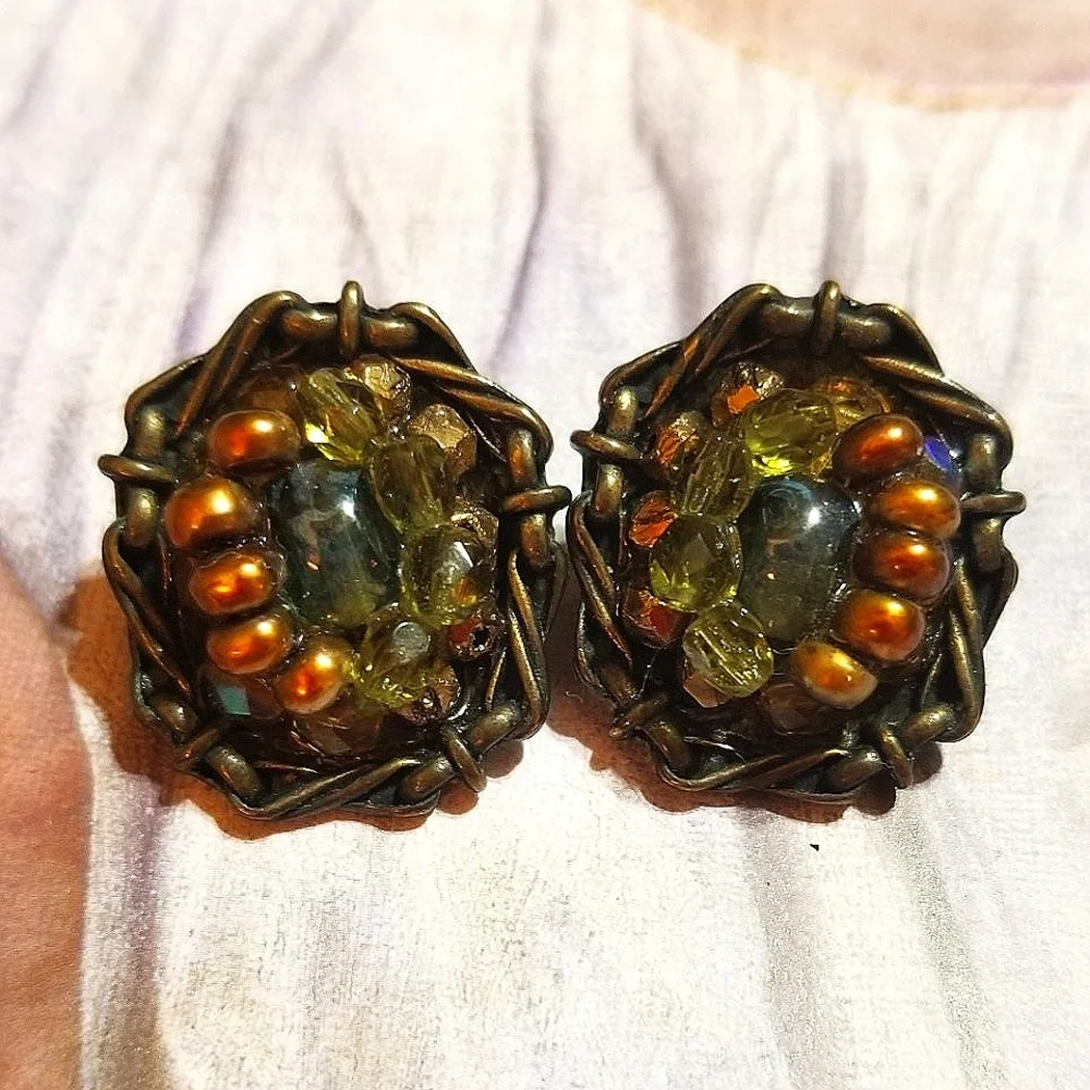 Vintage POGGI PARIS Couture Beaded Earrings